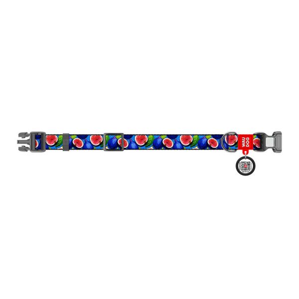 Waudog "Fig" nylon dog collar with QR code, size XL