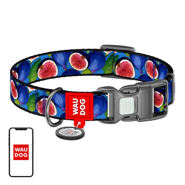 Waudog "Fig" nylon dog collar with QR code, size M - Image 2