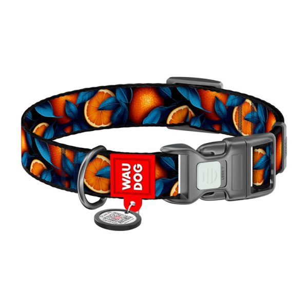 Waudog "Oranges" nylon dog collar with QR code, size S - Image 2