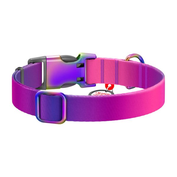 Waudog gradient nylon dog collar with QR code, purple , size XL - Image 4