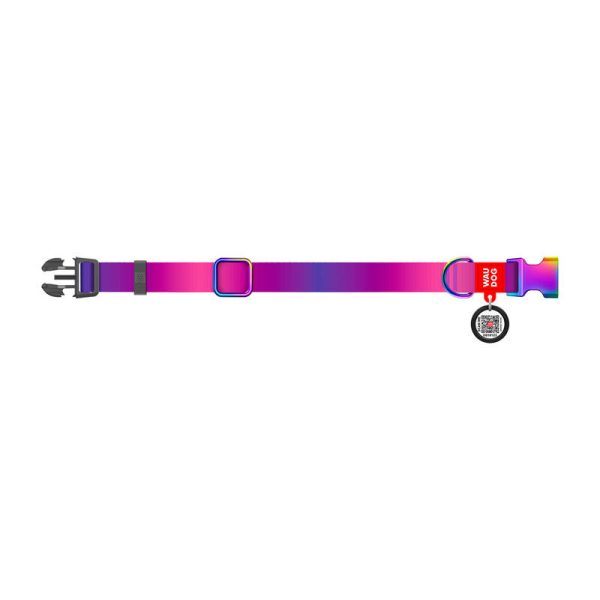 Waudog gradient nylon dog collar with QR code, purple , size XL - Image 2