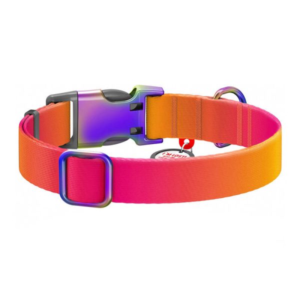 Waudog gradient nylon dog collar with QR code, orange , size L - Image 2