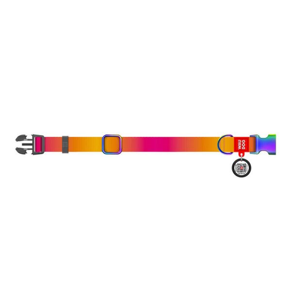 Waudog gradient nylon dog collar with QR code, orange , size L - Image 3