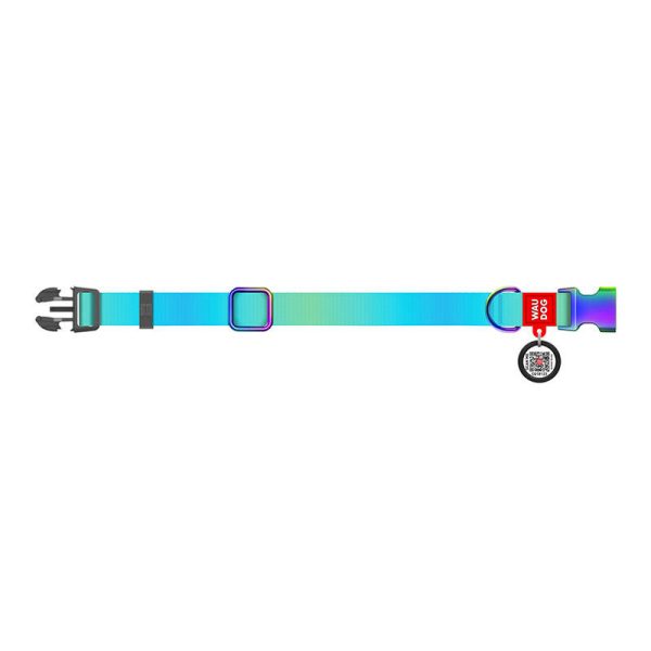 Waudog gradient nylon dog collar with QR code, blue , size M - Image 4
