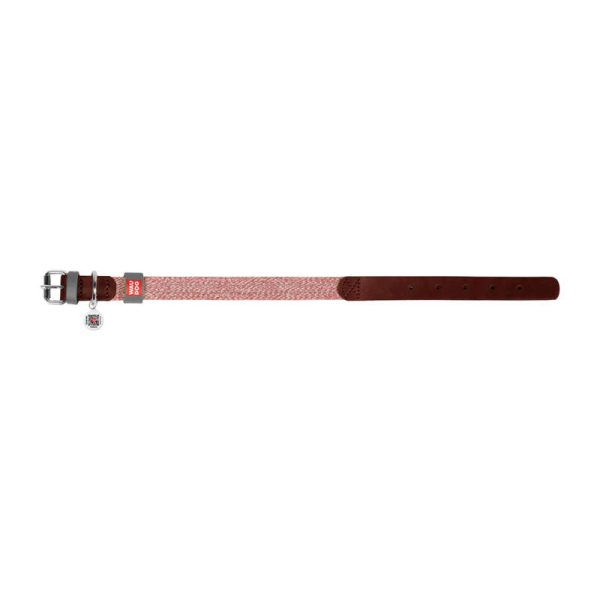 Dog collar made of natural leather and recycled material with QR code Waudog size L, width 25 mm, brown - Image 2