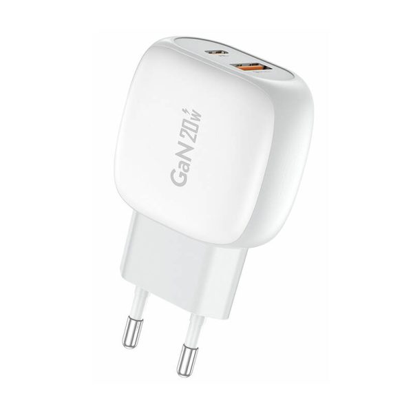 Foneng EU41 USB-C+USB-A 20W network charger + USB-C - Lightning cable (white) - Image 3