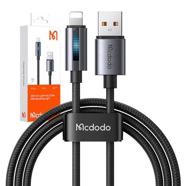 Mcdodo CA-5660 USB-A to Lightning cable with flashing light 1.2m (black) - Image 4