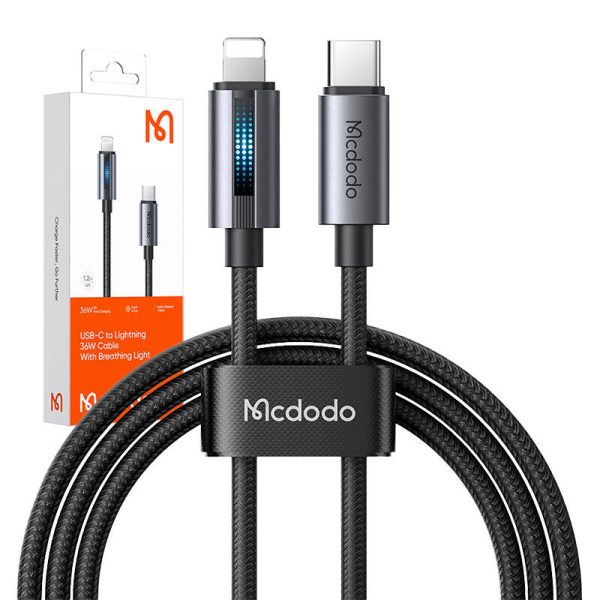 Mcdodo CA-5710 USB-C to Lightning cable with 36W flashing light 1.2m (black) — изображение 3