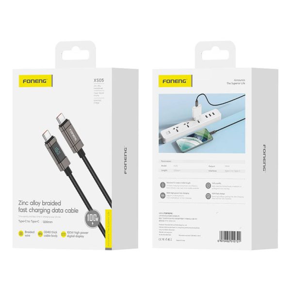 Foneng XS05 100W USB-C to USB-C cable (black) - Image 2