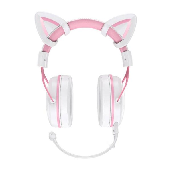 ONIKUMA X10 White/Pink/Cat Ears Gaming Headphones - Image 2