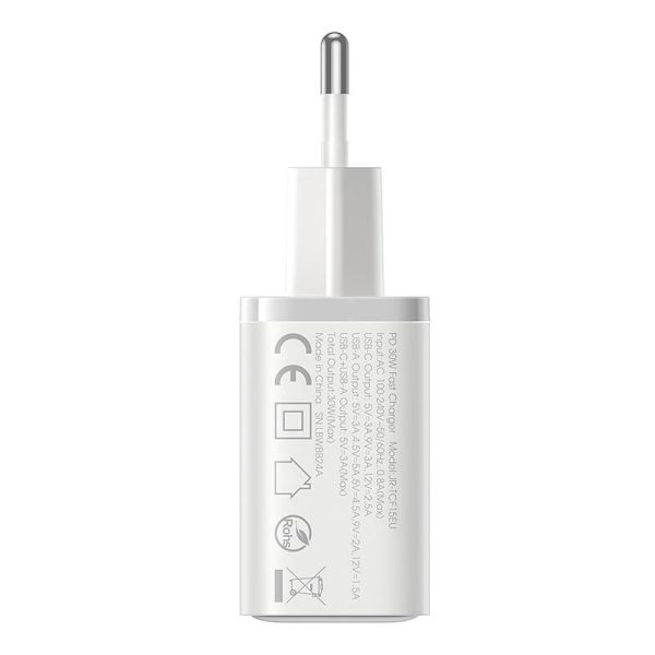 Joyroom TCF15 Dual-Port (A+C) 30W Power Charger (white) — изображение 4