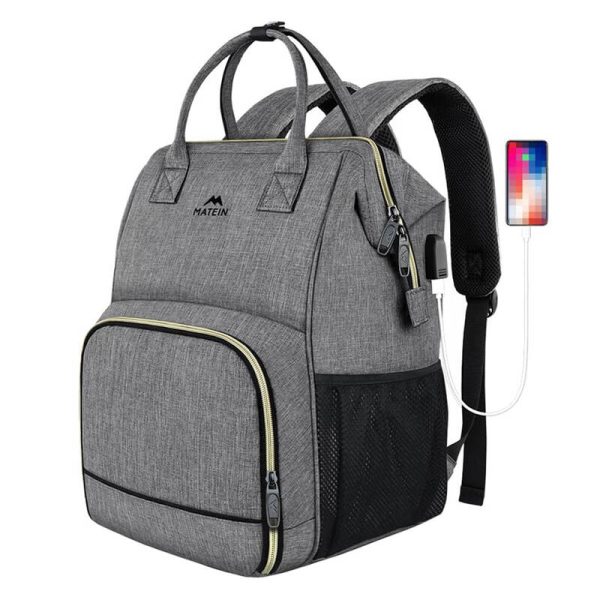 Laptop Backpack / Lunch Bag 15.6'' Matein 1368 USB Grey - Image 3