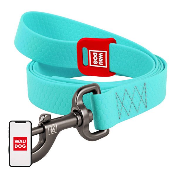WAUDOG waterproof luminescent dog leash 25mm wide, 183 cm long turquoise - Image 3