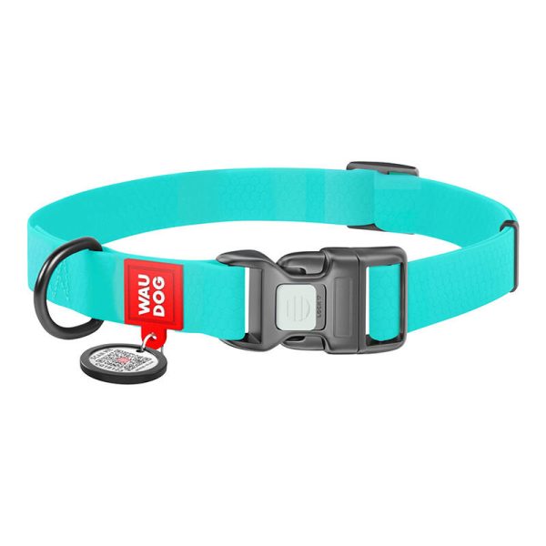 Waterproof glowing dog collar with QR passport WAUDOG 40 mm wide, 46-70 cm long - Image 3