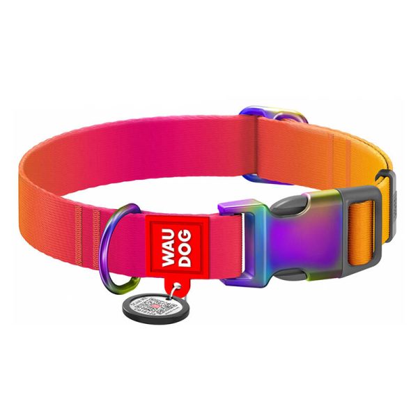 Nylon dog collar with QR code WAUDOG 15 mm wide, 25-35 cm long orange - Image 2