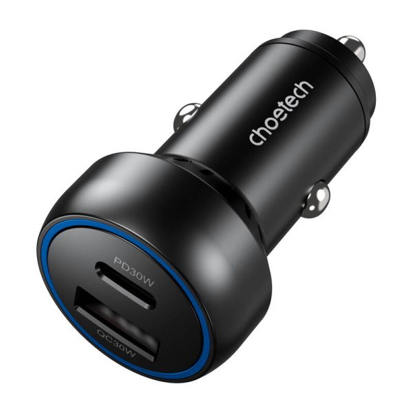 Choetech 60W 2xUSB-C+USB-A car charger (black) - Image 4