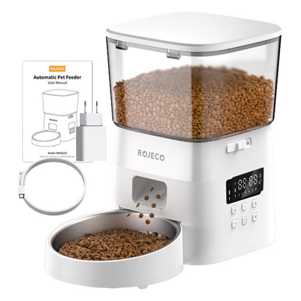 Rojeco 2L Automatic Pet Feeder Button Version (White) — изображение 2