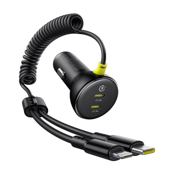 60W Baseus USB-C car charger + Lightning cable (Black) - Image 2