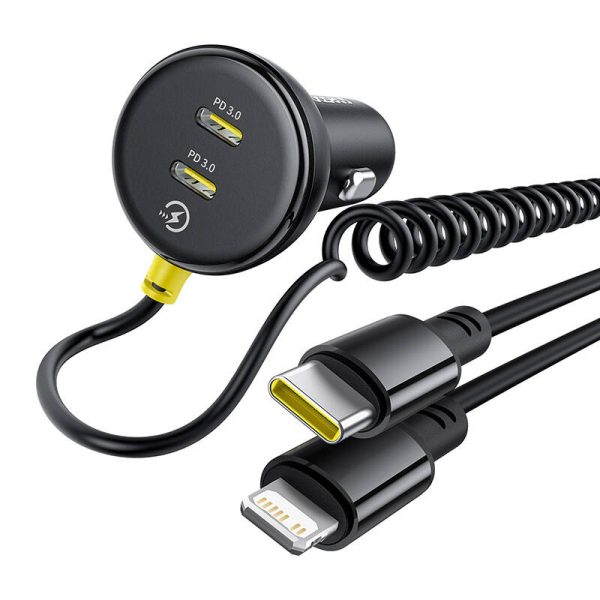 60W Baseus USB-C car charger + Lightning cable (Black) - Image 3