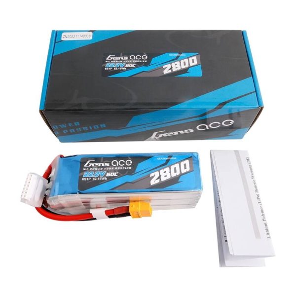 Lipo Gens ace 2800mAh 22.2V 60C 6S1P battery with XT60 connector - Image 4