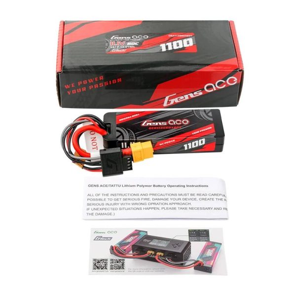 Lipo Gens ace G-Tech 1100mAh 11.1V 3S1P 60C GRP-76 Hardcase Battery with XT60 Plug - Image 5
