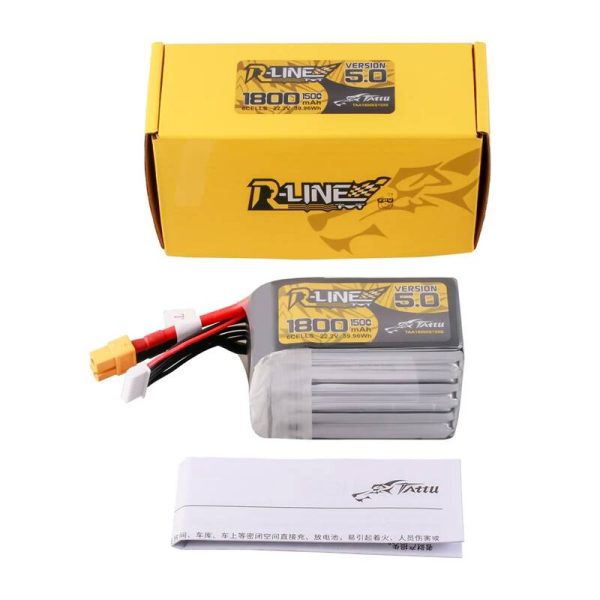 Lipo Tattu R-Line Version 5.0 1800mAh 22.2V 150C 6S battery with XT60 connector — изображение 5