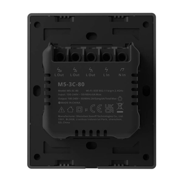 Smart WiFi wall switch SONOFF M5-3C-80 (3-channel, for frame, graphite) - Image 4