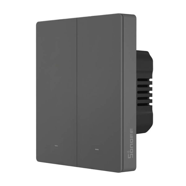 Smart WiFi wall switch SONOFF M5-2C-80 (2-channel, for frame, graphite) - Image 3