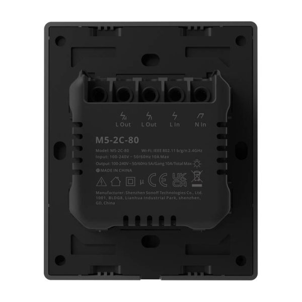 Smart WiFi wall switch SONOFF M5-2C-80 (2-channel, for frame, graphite) - Image 5