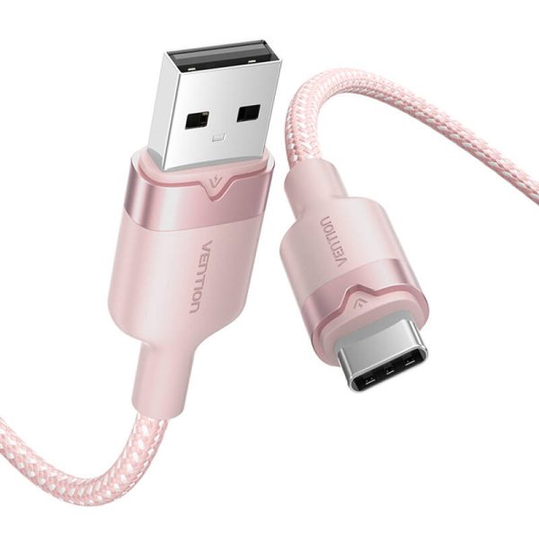 USB 2.0 A to USB-C 3A Vention CTNPF 1M cable (pink) - Image 2