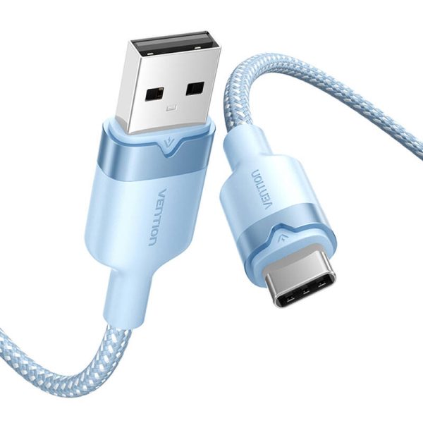 USB 2.0 A to USB-C 3A cable Vention CTNLH 2M (blue) - Image 2