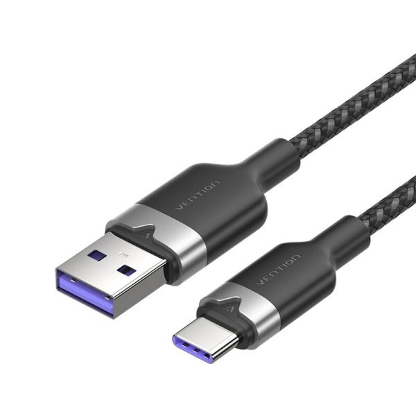 USB 2.0 A to USB-C 6A Vention CTOBF 1M cable (black) - Image 2