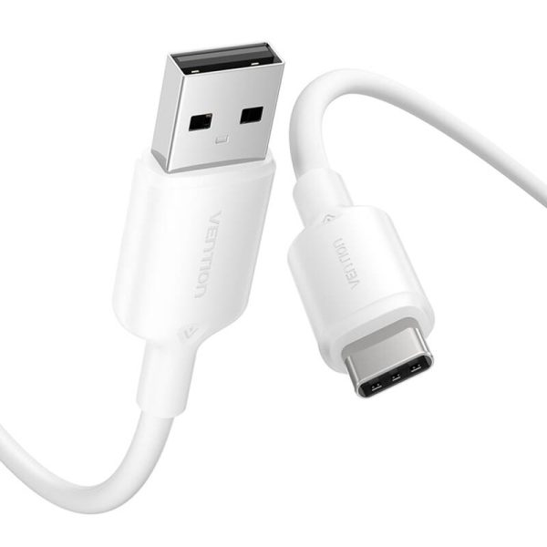 USB 2.0 A to USB-C 3A cable Vention CTQWH 2M (white) - Image 2