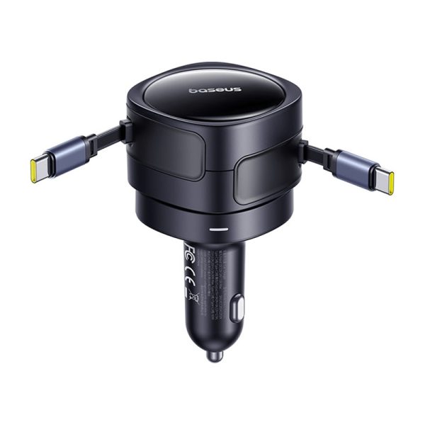 Baseus Enjoyment Max car charger with USB-C+USB-C cables 60W Black - Image 3