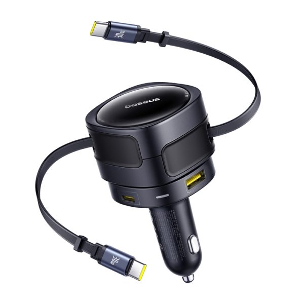 Baseus Enjoyment Max car charger with USB-C+USB-C cables and USB-A+USB-C ports 90W Black - Image 6