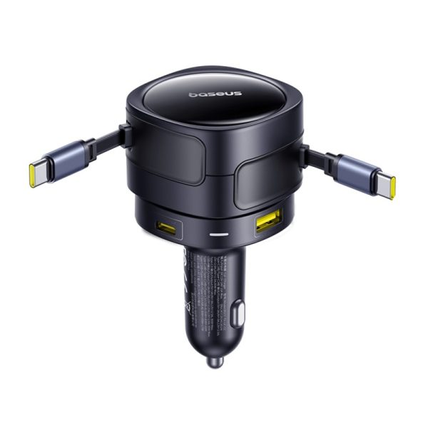 Baseus Enjoyment Max car charger with USB-C+USB-C cables and USB-A+USB-C ports 90W Black - Image 5