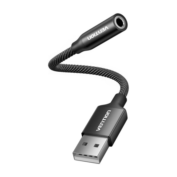 Single-port USB external sound card Vention Gome 0.25m (black) - Image 2