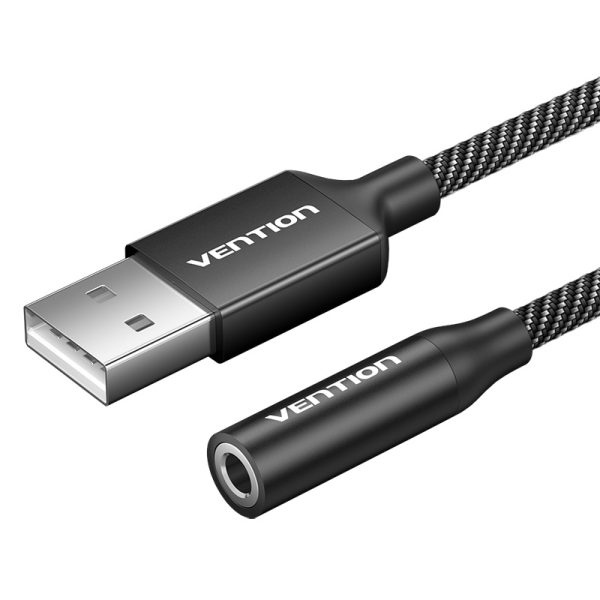 Single-port USB external sound card Vention Gome 1m (black) - Image 2