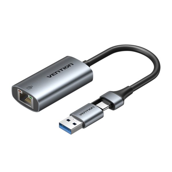 Adapter Vention USB-A + USB-C do Gigabit Ethernet 0.15m - Image 2