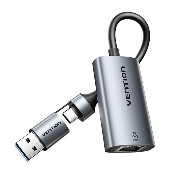 Adapter Vention USB-A + USB-C do Gigabit Ethernet 0.15m - Image 4