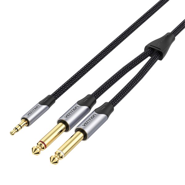 Audio cable mini jack 3.5mm to 2x jack 6.35mm male Vention BARHK 8m - Image 3
