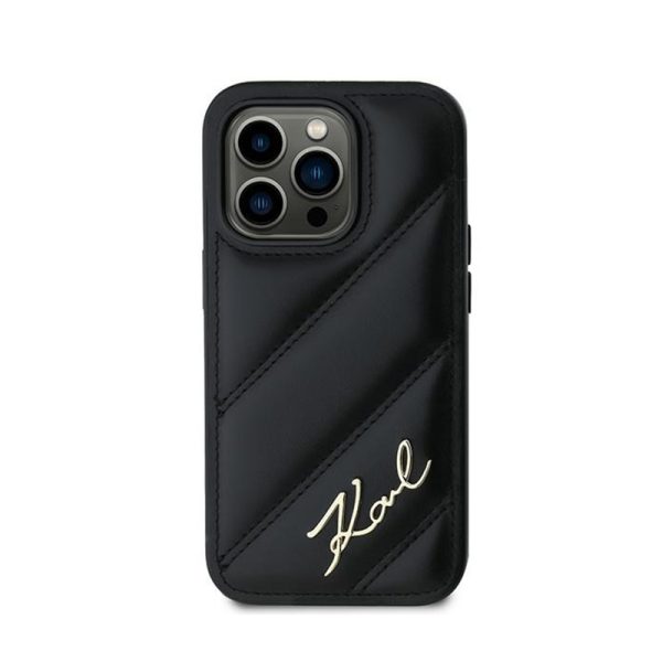 Karl Lagerfeld Diagonal Quilted Script - Case for iPhone 14 Pro Max (Black) - Image 2