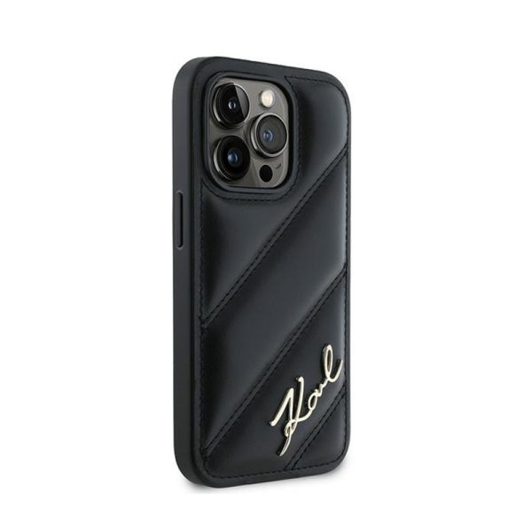 Karl Lagerfeld Diagonal Quilted Script - Case for iPhone 14 Pro Max (Black) - Image 4