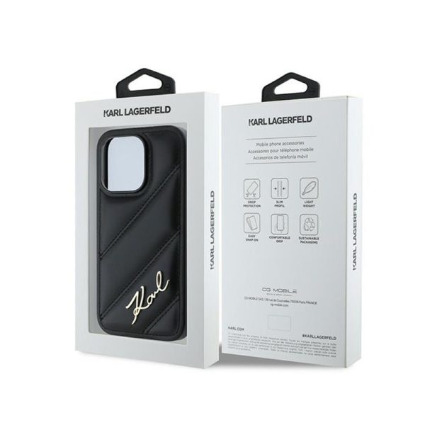 Karl Lagerfeld Diagonal Quilted Script - Case for iPhone 14 Pro Max (Black) - Image 8