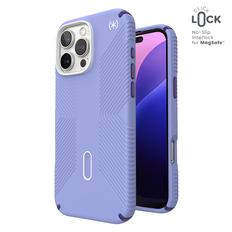 Speck Presidio2 Grip ClickLock & MagSafe - Case for iPhone 16 Pro Max (Future Lavender / Cassis Purple / White)