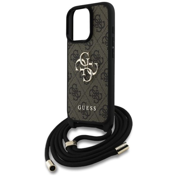 Guess 4G Big Logo Cord Strap Crossbody - Case for iPhone 16 Pro (brown) - Image 5