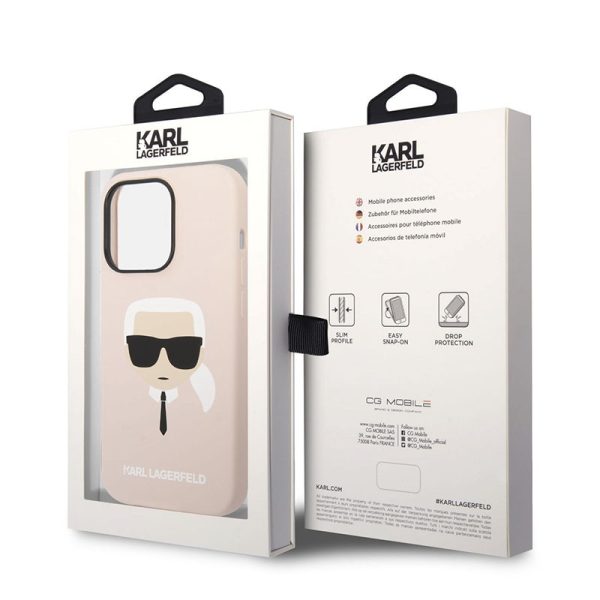 Karl Lagerfeld Silicone Ikonik Karl's Head MagSafe - Case for iPhone 14 Pro (Pink) - Image 6
