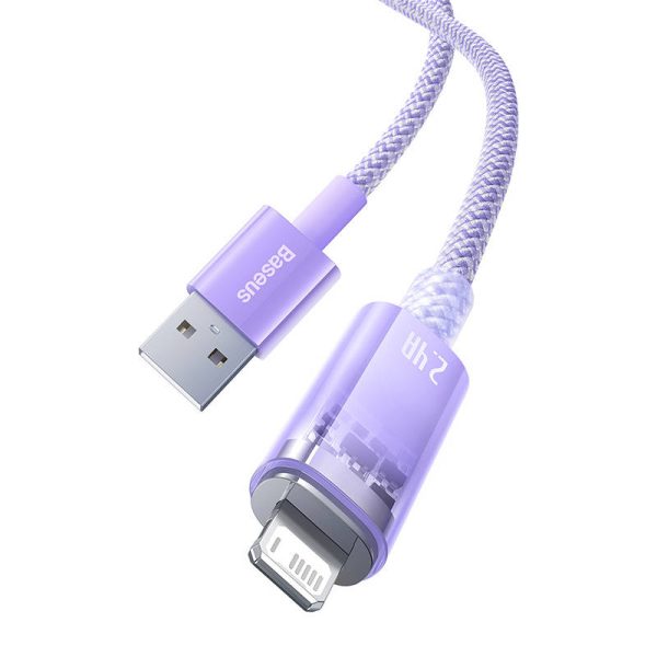 Fast Charging cable Baseus USB-A to Lightning Explorer Series 1m 2.4A (purple) - Image 4